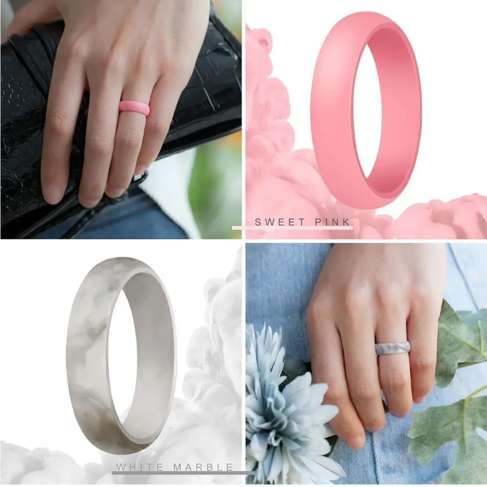 Silicone Wedding Bands Pack of 7
